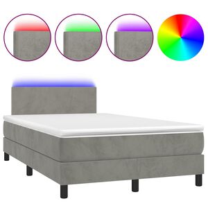 vidaXL Res&aring;rs&auml;ng med madrass och LED ljusgr&aring; 120x190 cm sammet