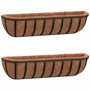 vidaXL Bloml&aring;dor 2 st med kokosfibrer svart 61x19x16 cm st&aring;l