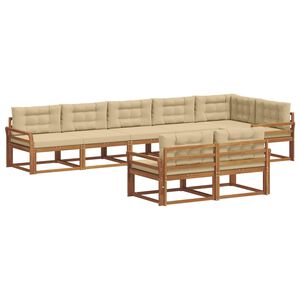 vidaXL Utomhussoffset med kudde 8 pcs Naturlig och Beige
