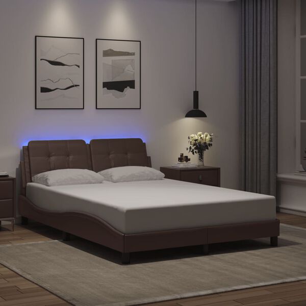 vidaXL Bed Frame with LED without Mattress "Zadar" Grey 120x200 cm