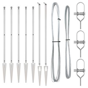 vidaXL Staketstolpar 7 pcs Silver Ø32mm 160 cm Galvaniserat stål