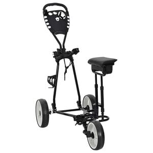 vidaXL Golfvagn med sits Svart och Vitt J&auml;rn Hopf&auml;llbar