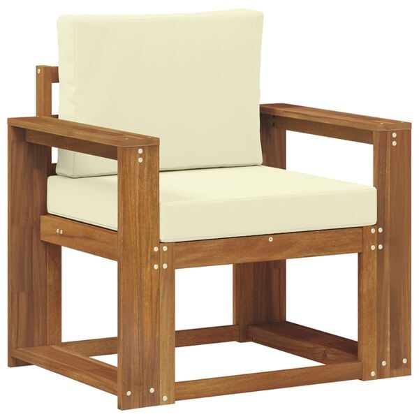 vidaXL Utomhussoffa Massivt akaciatr&auml; och polyester Naturf&auml;rg