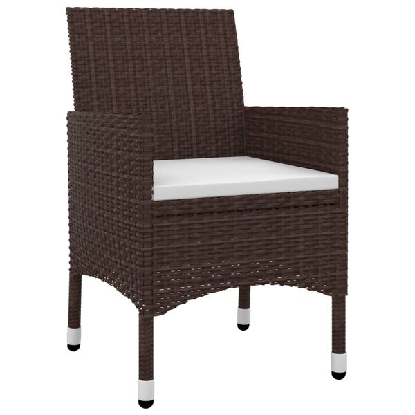 vidaXL Matgrupp f&ouml;r tr&auml;dg&aring;rden 3 delar med dynor konstrotting och glas