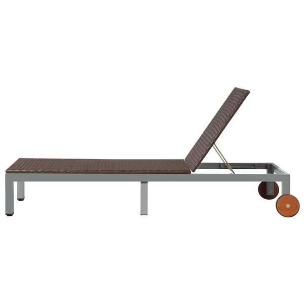vidaXL Solsäng med hjul konstrotting brun