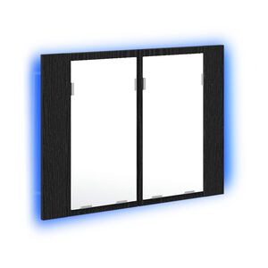 vidaXL Badrumsspegelsk&aring;p Svart Ek 60 x 12 x 45 cm Konstruerat tr&auml;