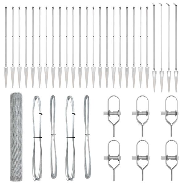 vidaXL St&auml;ngselstolpe Silver 50 x 1,4 m (25 mm n&auml;t) St&aring;l