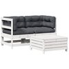 vidaXL Loungegrupp med dynor 3 delar vit massiv furu