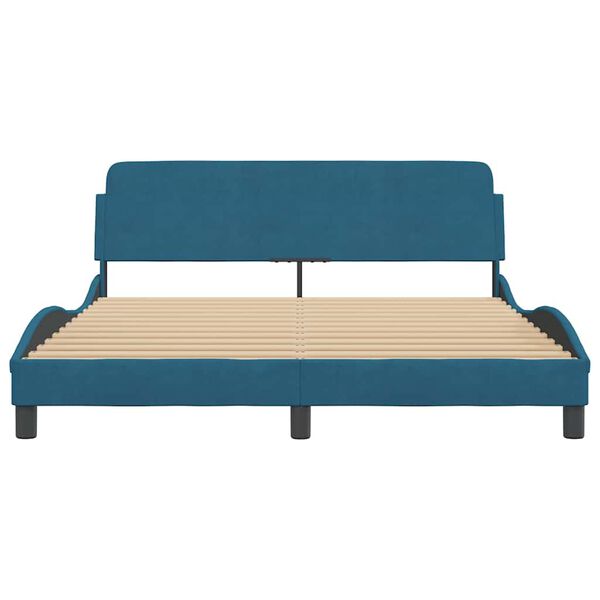 vidaXL Bed Frame with Headboard "Dover" Blue 160x200 cm Velvet
