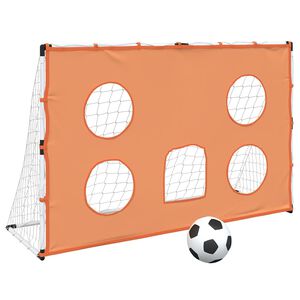 vidaXL Barnfotbollsm&aring;l med m&aring;lduk och boll 182x62x118 cm