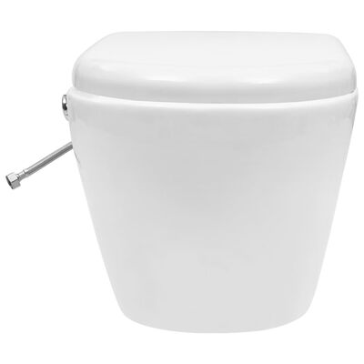 vidaXL Vägghängd toalett med dold cistern keramik vit