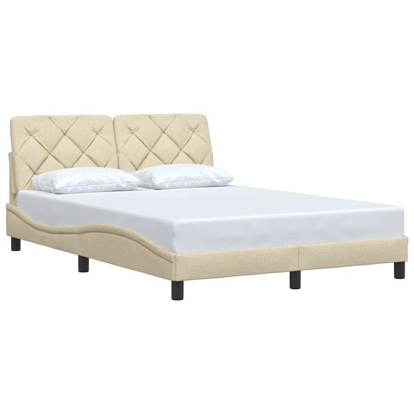 vidaXL Bed Frame without Mattress Cream 120x200 cm Fabric