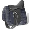 vidaXL Svart Ridsadel 17,5" &Auml;kta l&auml;der 18 cm 5-i-1 Set