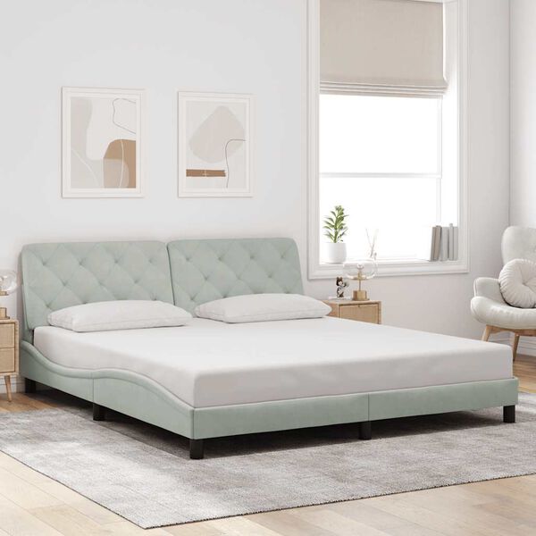 vidaXL Bed Frame without Mattress Light Grey 180x200 cm Velvet