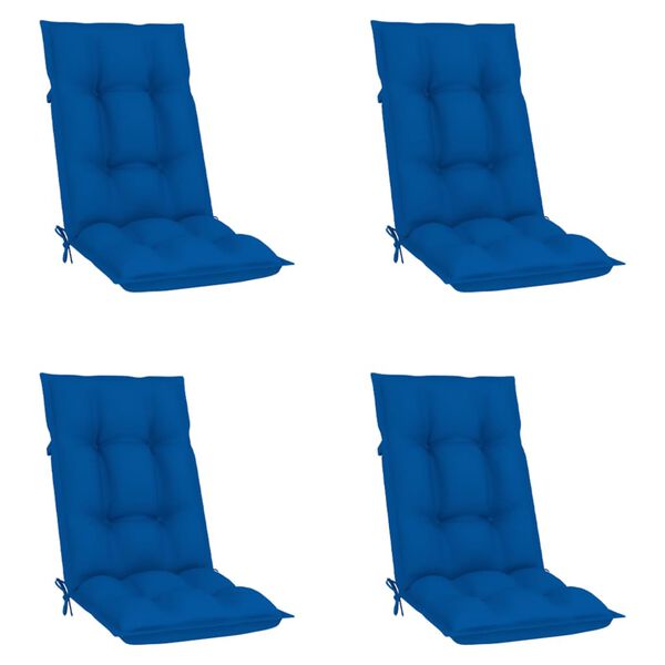 vidaXL Justerbara tr&auml;dg&aring;rdsstolar med dynor 4 st massiv teak