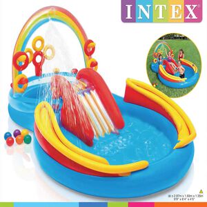 Intex Uppbl&aring;sbar pool Rainbow Ring Play Center 297x193x135 cm 57453NP