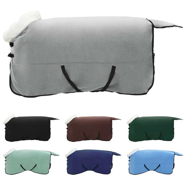 vidaXL H&auml;stdyna Fullt m&ouml;rkgr&ouml;n 155 cm Polar fleece