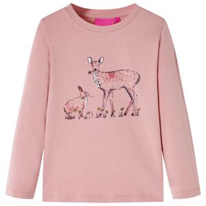 vidaXL T-shirt med l&aring;nga &auml;rmar f&ouml;r barnrosa 128