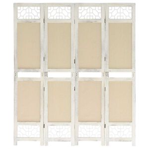 vidaXL Rumsavdelare 4 paneler gr&auml;ddvit 140x165 cm tyg