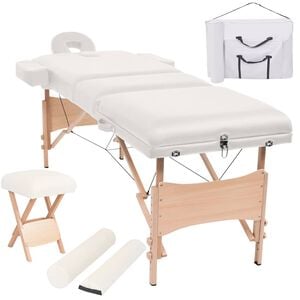 vidaXL Hopf&auml;llbar massageb&auml;nk 3 sektioner och pall 10 cm tjock vit