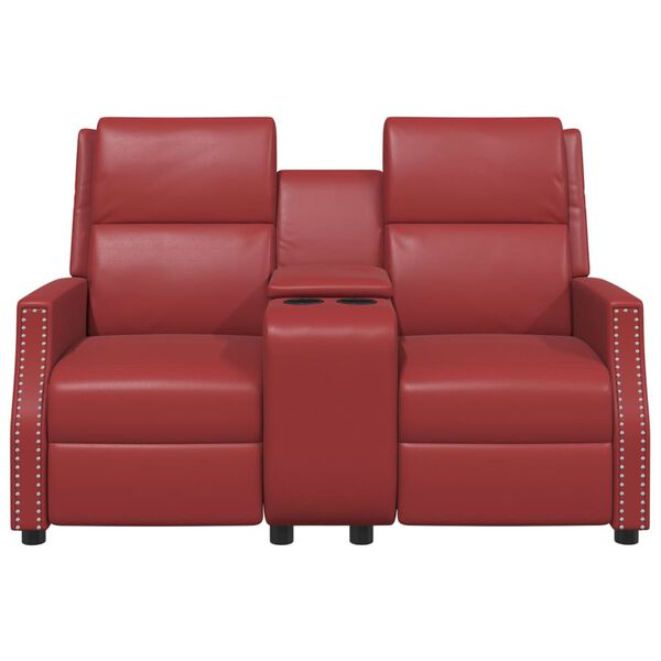 vidaXL Massagefåtölj 2-sits vinröd konstläder