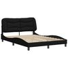 vidaXL Bed Frame with LED without Mattress "Hvar" Black 140x200 cm Fabric