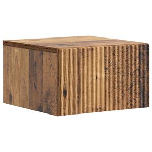 vidaXL V&auml;ggmonterat S&auml;ngbord med l&aring;da Gammalt tr&auml; 33 x 34,5 x 20 cm