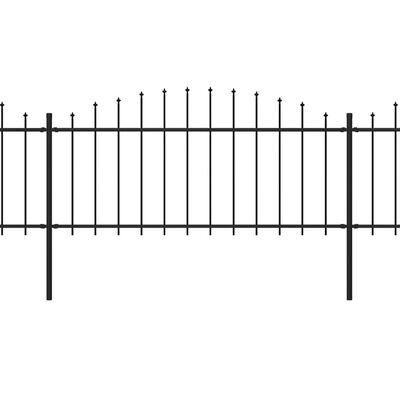 vidaXL Trädgårdsstaket med spjuttopp stål (0,5-0,75)x8,5 m svart