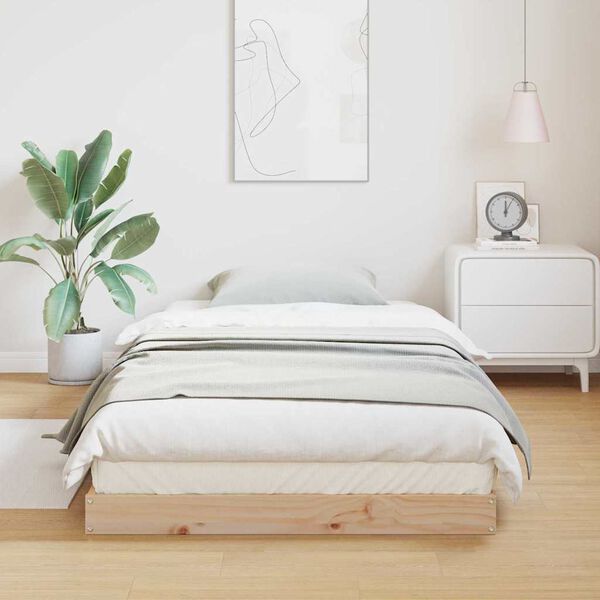 vidaXL Sängram Naturfärg 90 x 210 cm Massivt tallträ