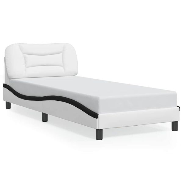 vidaXL Bed Frame without Mattress "Hvar" White and Black 90x190 cm Faux Leather