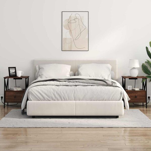 vidaXL Nattduksbord Brun Ek 41,5 x 40,5 x 55 cm Konstruerat tr&auml;