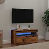vidaXL TV-b&auml;nk med LED-lampor &aring;ldrat tr&auml; 75x35x40 cm konstruerat tr&auml;