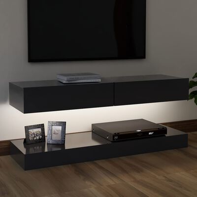 vidaXL TV-bänk med LED-belysning grå 120x35 cm