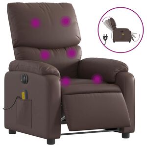vidaXL Elektrisk massagef&aring;t&ouml;lj brun konstl&auml;der