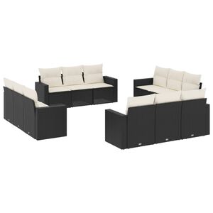 vidaXL Loungegrupp med dynor 12 delar svart konstrotting