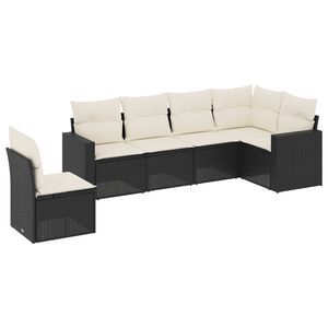 vidaXL Loungegrupp med dynor 6 delar svart konstrotting