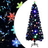 vidaXL Julgran med LED-sn&ouml;flingor svart 240 cm fiberoptik