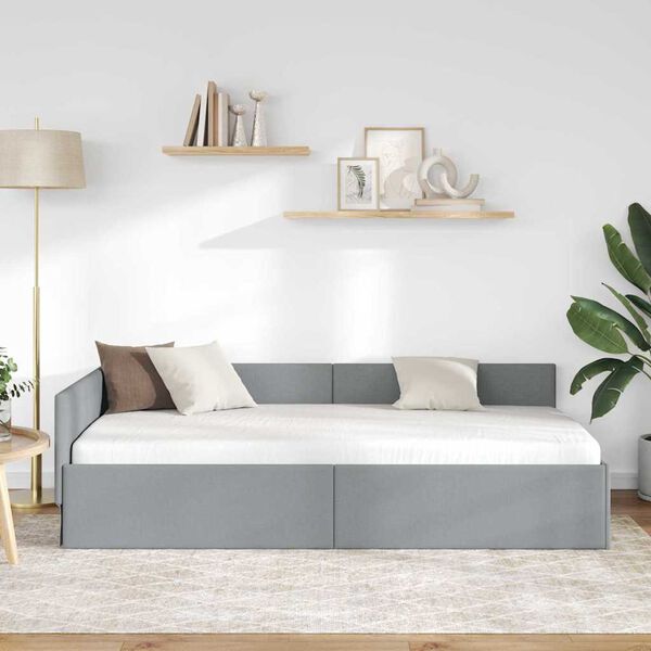 vidaXL Hörn Sängram med huvudgavel Ljusgrå 80 cm x 200 cm Sammet