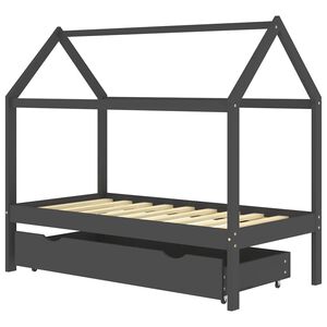 vidaXL Barns&auml;ng med l&aring;da m&ouml;rkgr&aring; massiv furu 80x160 cm
