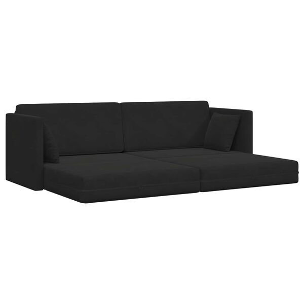 vidaXL Golvb&auml;ddsoffa 200cm Svart Sammet