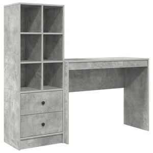 vidaXL Skrivbord Betonggr&aring; 145,5 x 40 x 127 cm 2 st