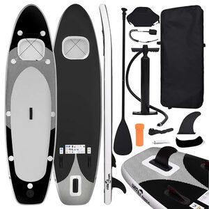 vidaXL Uppl&aring;sbar SUP-br&auml;da set svart 300x76x10 cm