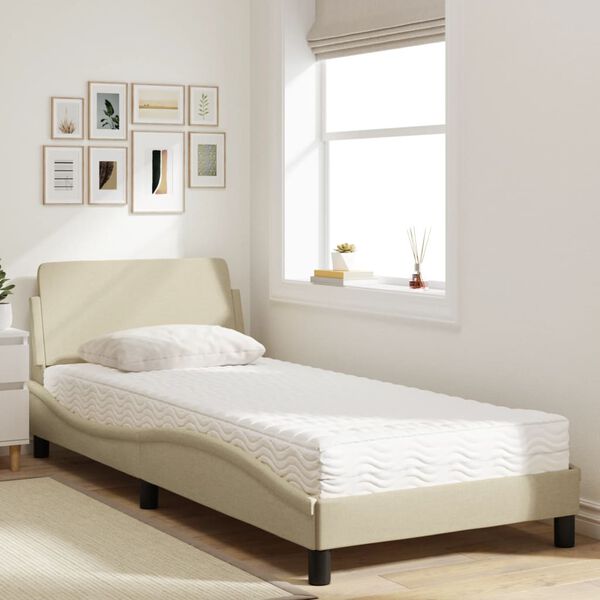 vidaXL Bed with Mattress "Dover" Cream 80x200 cm Fabric