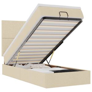 vidaXL Ottoman s&auml;ngram med madrass gr&auml;ddvit 90x190 cm tyg