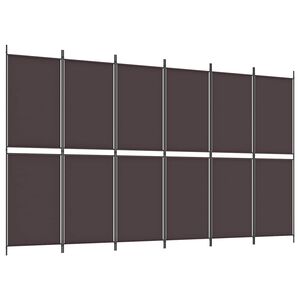 vidaXL Rumsavdelare 6 paneler brun 300x180 cm tyg