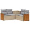 vidaXL Soffset 5 st Beige och Ljusgr&aring; Poly Rattan och st&aring;l