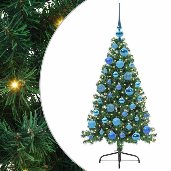 vidaXL Konstgjord F&ouml;rbelyst Julgran med 150 LED-lampor Gr&ouml;n 120 cm PVC
