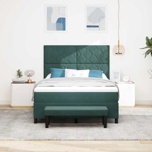 vidaXL B&auml;ddfj&auml;der med madrass M&ouml;rkgr&ouml;n 160 x 200 cm Sammet