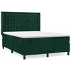 vidaXL Rams&auml;ng med madrass m&ouml;rkgr&ouml;n 140x190 cm sammet