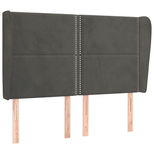 vidaXL S&auml;nggavel med kanter m&ouml;rkgr&aring; 147x23x118/128 cm sammet